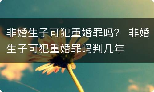 非婚生子可犯重婚罪吗？ 非婚生子可犯重婚罪吗判几年