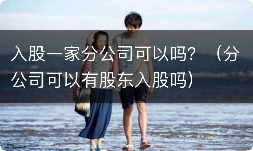 入股一家分公司可以吗？（分公司可以有股东入股吗）