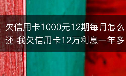 欠信用卡1000元12期每月怎么还 我欠信用卡12万利息一年多少