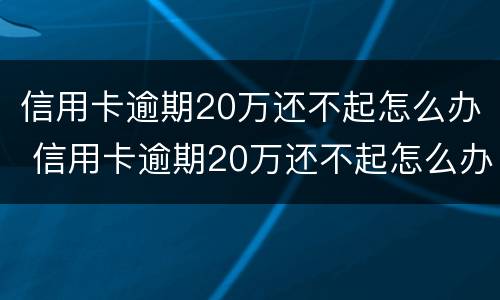 信用卡逾期20万还不起怎么办 信用卡逾期20万还不起怎么办 老师们 没人催了