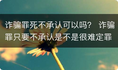 诈骗罪死不承认可以吗？ 诈骗罪只要不承认是不是很难定罪
