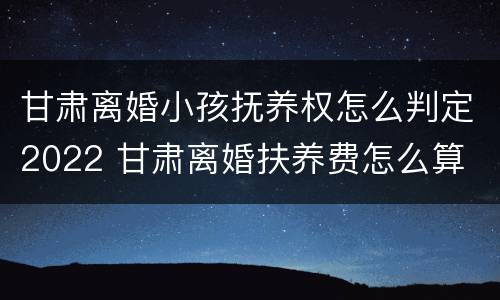 甘肃离婚小孩抚养权怎么判定2022 甘肃离婚扶养费怎么算