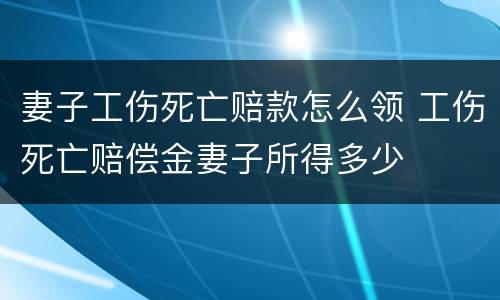 妻子工伤死亡赔款怎么领 工伤死亡赔偿金妻子所得多少