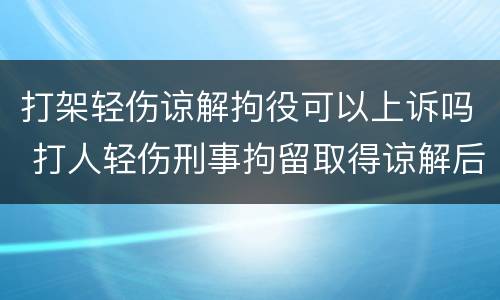 打架轻伤谅解拘役可以上诉吗 打人轻伤刑事拘留取得谅解后可消除案底吗