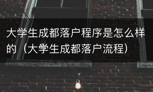 大学生成都落户程序是怎么样的（大学生成都落户流程）