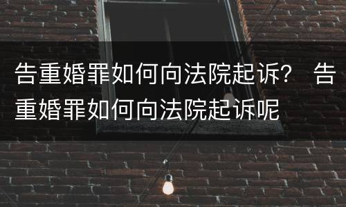 告重婚罪如何向法院起诉？ 告重婚罪如何向法院起诉呢