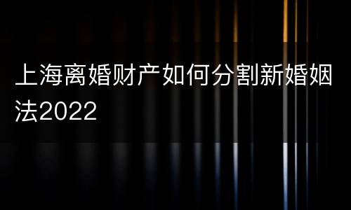上海离婚财产如何分割新婚姻法2022