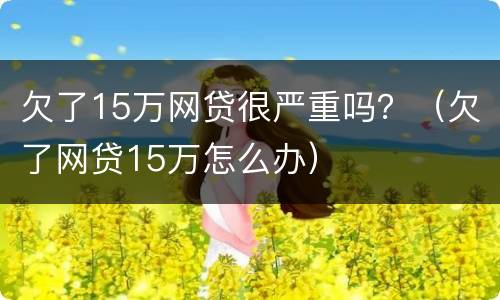欠了15万网贷很严重吗？（欠了网贷15万怎么办）