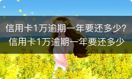 信用卡1万逾期一年要还多少？ 信用卡1万逾期一年要还多少