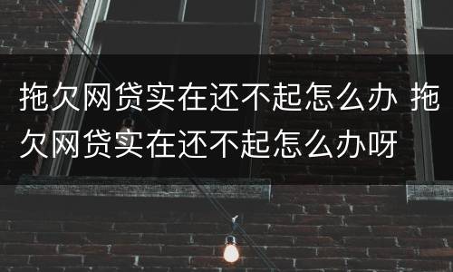 拖欠网贷实在还不起怎么办 拖欠网贷实在还不起怎么办呀