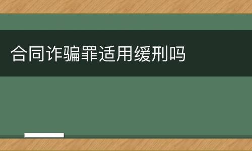 合同诈骗罪适用缓刑吗