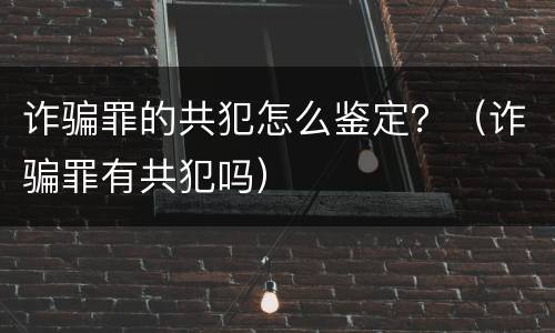 诈骗罪的共犯怎么鉴定？（诈骗罪有共犯吗）