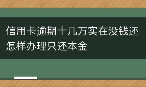 信用卡逾期十几万实在没钱还怎样办理只还本金