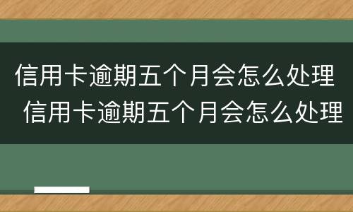 信用卡逾期五个月会怎么处理 信用卡逾期五个月会怎么处理呢