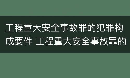 工程重大安全事故罪的犯罪构成要件 工程重大安全事故罪的犯罪主体