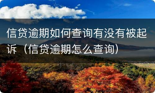 信贷逾期如何查询有没有被起诉（信贷逾期怎么查询）