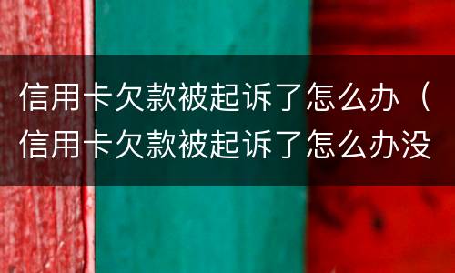 信用卡欠款被起诉了怎么办（信用卡欠款被起诉了怎么办没钱还款）
