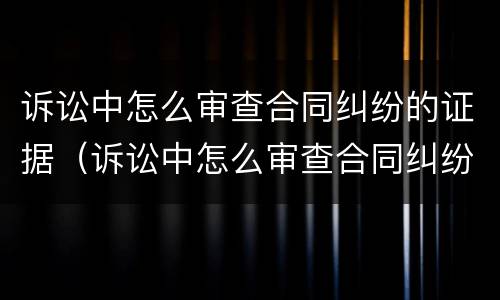 诉讼中怎么审查合同纠纷的证据（诉讼中怎么审查合同纠纷的证据材料）