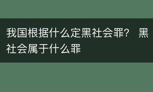 我国根据什么定黑社会罪？ 黑社会属于什么罪