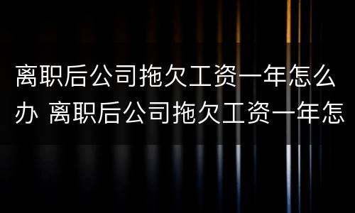 离职后公司拖欠工资一年怎么办 离职后公司拖欠工资一年怎么办理