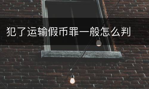 犯了运输假币罪一般怎么判