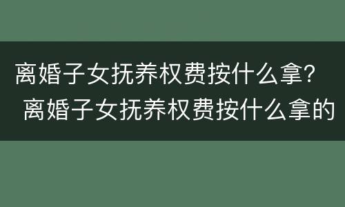 离婚子女抚养权费按什么拿？ 离婚子女抚养权费按什么拿的