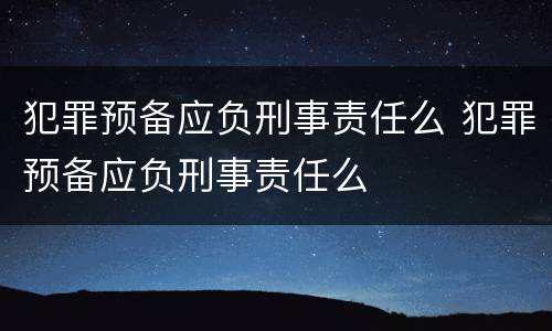 犯罪预备应负刑事责任么 犯罪预备应负刑事责任么