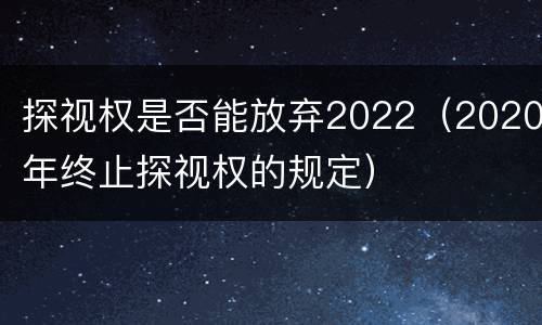 探视权是否能放弃2022（2020年终止探视权的规定）