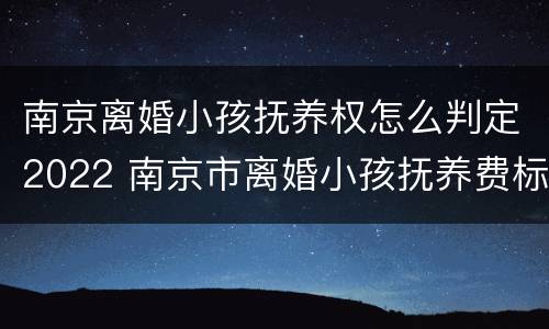 南京离婚小孩抚养权怎么判定2022 南京市离婚小孩抚养费标准