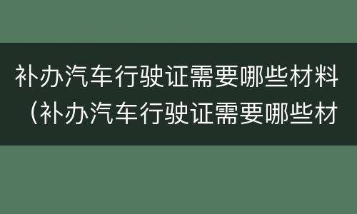 补办汽车行驶证需要哪些材料（补办汽车行驶证需要哪些材料呢）