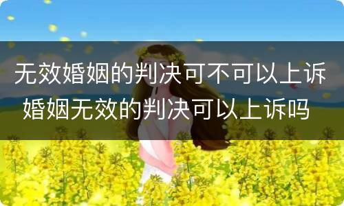 无效婚姻的判决可不可以上诉 婚姻无效的判决可以上诉吗