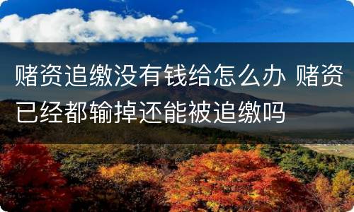赌资追缴没有钱给怎么办 赌资已经都输掉还能被追缴吗