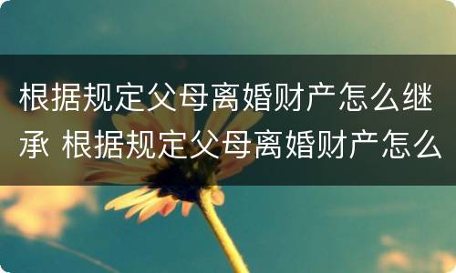 根据规定父母离婚财产怎么继承 根据规定父母离婚财产怎么继承的
