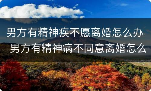 男方有精神疾不愿离婚怎么办 男方有精神病不同意离婚怎么办