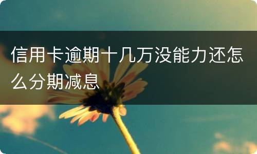 信用卡逾期十几万没能力还怎么分期减息