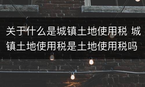 关于什么是城镇土地使用税 城镇土地使用税是土地使用税吗