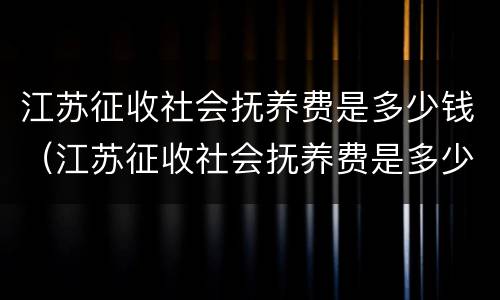 江苏征收社会抚养费是多少钱（江苏征收社会抚养费是多少钱啊）