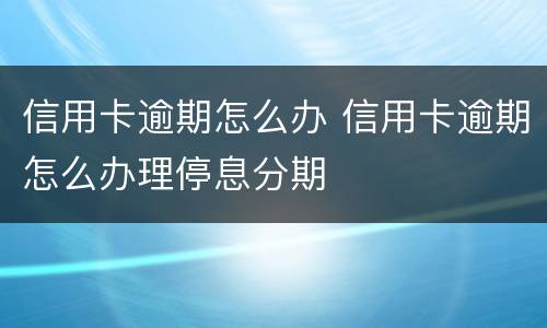 信用卡逾期怎么办 信用卡逾期怎么办理停息分期