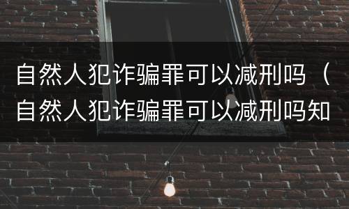 自然人犯诈骗罪可以减刑吗（自然人犯诈骗罪可以减刑吗知乎）