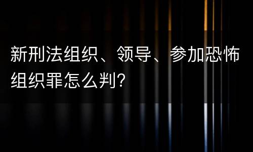 新刑法组织、领导、参加恐怖组织罪怎么判?