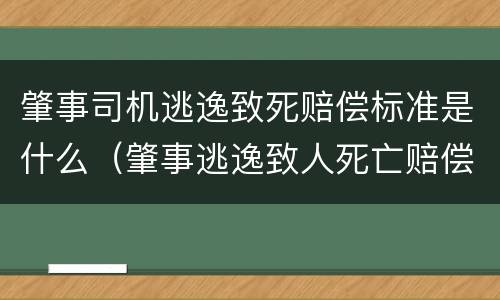 肇事司机逃逸致死赔偿标准是什么（肇事逃逸致人死亡赔偿标准）