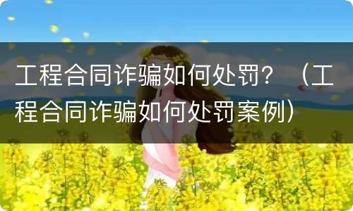 工程合同诈骗如何处罚？（工程合同诈骗如何处罚案例）