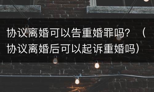 协议离婚可以告重婚罪吗？（协议离婚后可以起诉重婚吗）