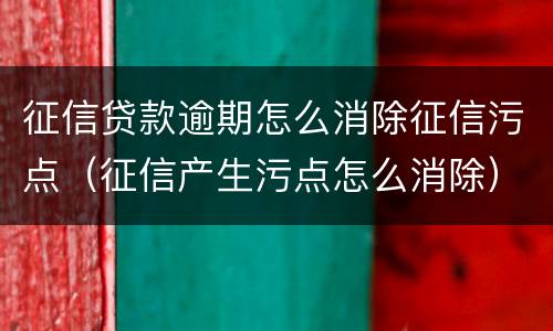 征信贷款逾期怎么消除征信污点（征信产生污点怎么消除）