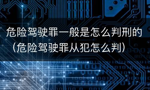 危险驾驶罪一般是怎么判刑的（危险驾驶罪从犯怎么判）