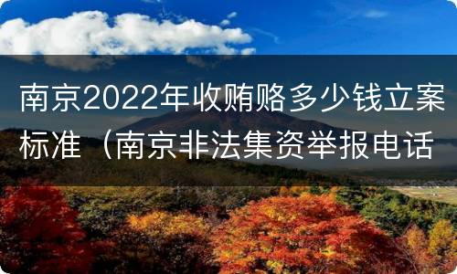 南京2022年收贿赂多少钱立案标准（南京非法集资举报电话）