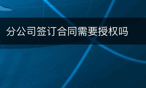 分公司签订合同需要授权吗