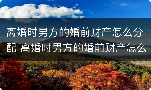 离婚时男方的婚前财产怎么分配 离婚时男方的婚前财产怎么分配的