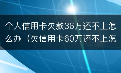 个人信用卡欠款36万还不上怎么办（欠信用卡60万还不上怎么办）