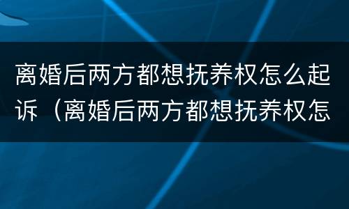 离婚后两方都想抚养权怎么起诉（离婚后两方都想抚养权怎么起诉孩子）